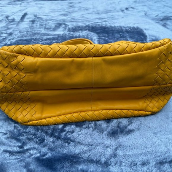 Bottega Veneta Women Shoulder Bag Yellow Intrecciato Leather Hobo Made in Italy - Picture 5 of 12